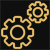 an icon of two gears - one large and one smaller to the top right of the first