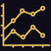 an icon of a line graph with a positive correlation 