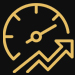 an icon of a speedometer with a positive correlation arrow